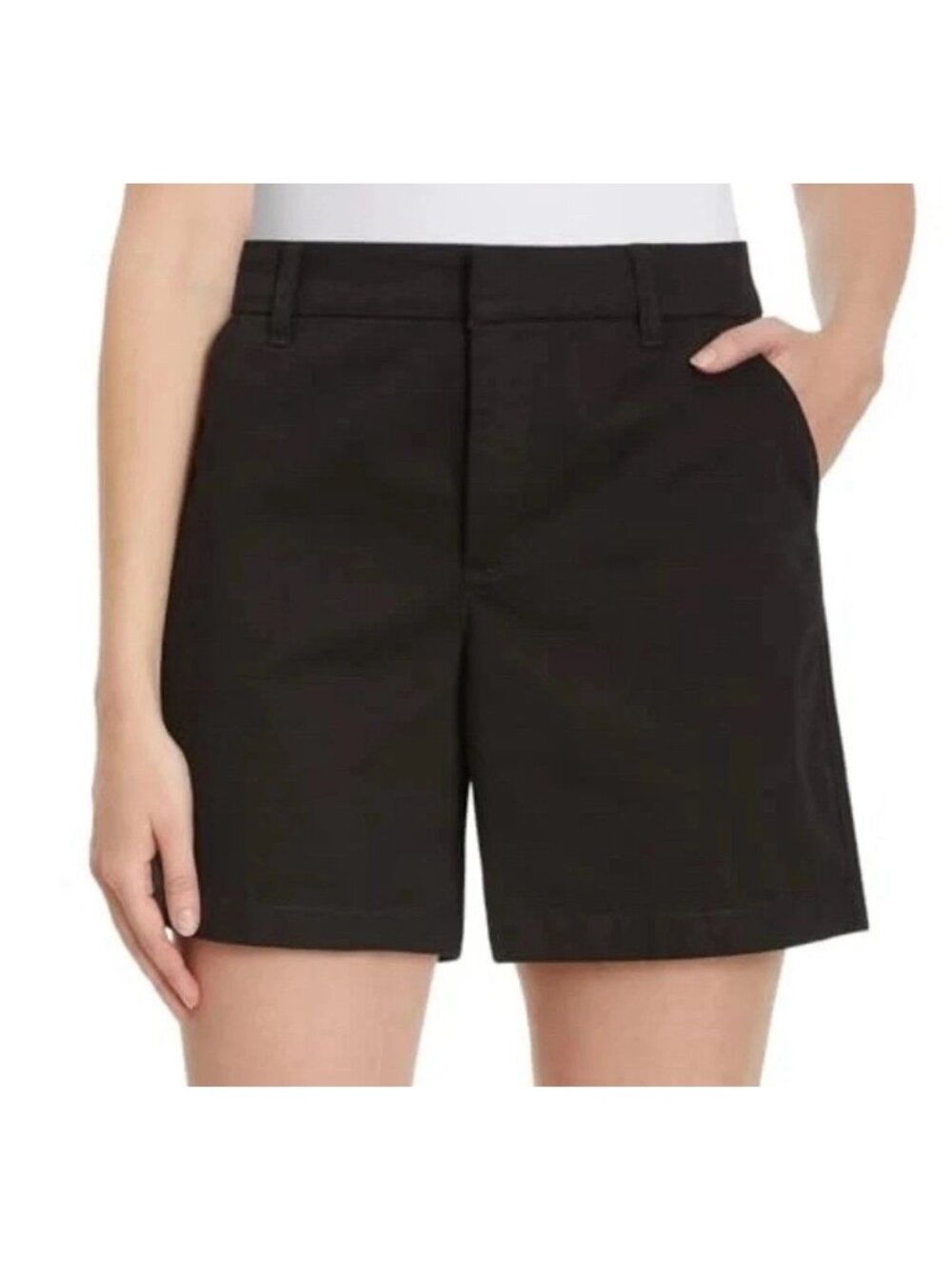 NWT Gloria Vanderbilt Women's 12 Black Chino Shorts Cotton Blend